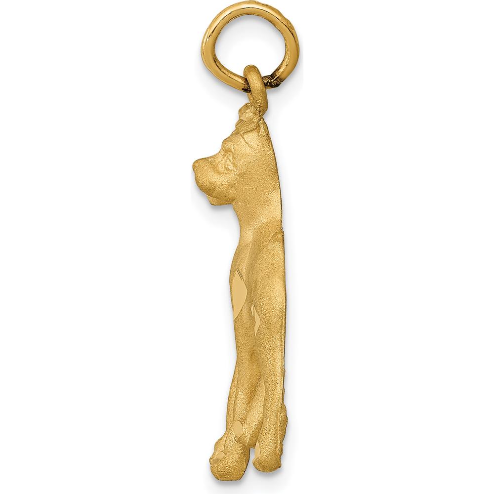 14K Yellow Gold Satin Diamond-Cut Boxer Dog Pendant Charm - 30mm Length by Oro Pregiato