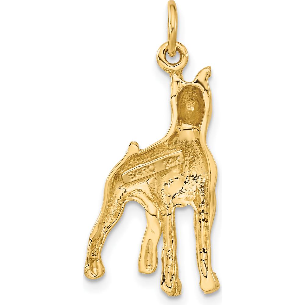 14K Yellow Gold Satin Diamond-Cut Boxer Dog Pendant Charm - 30mm Length by Oro Pregiato