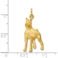 14K Yellow Gold Satin Diamond-Cut Boxer Dog Pendant Charm - 30mm Length by Oro Pregiato