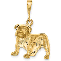 14K Yellow Gold Satin Diamond-Cut Bulldog Pendant - 29mm Length, 20mm Width by Oro Pregiato