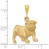 14K Yellow Gold Satin Diamond-Cut Bulldog Pendant - 29mm Length, 20mm Width by Oro Pregiato