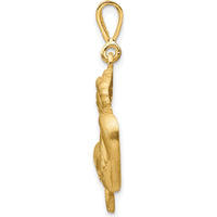 14K Yellow Gold Satin Diamond-cut Capricorn Zodiac Pendant Charm by Oro Pregiato
