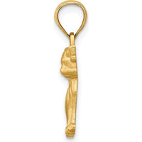14K Yellow Gold Satin Diamond-Cut Chihuahua Dog Pendant by Oro Pregiato