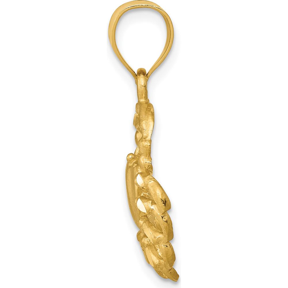 14K Yellow Gold Satin Diamond-Cut Crab Pendant - 25mm Length by Oro Pregiato