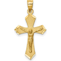 14K Yellow Gold Satin Diamond-Cut Crucifix Charm - 27mm Length by Oro Pregiato