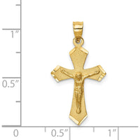 14K Yellow Gold Satin Diamond-Cut Crucifix Charm - 27mm Length by Oro Pregiato