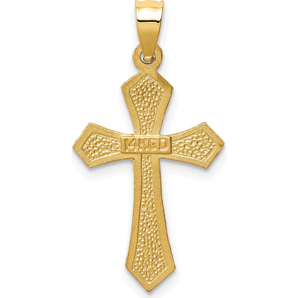 14K Yellow Gold Satin Diamond-Cut Crucifix Charm - 27mm Length by Oro Pregiato