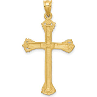 14K Yellow Gold Satin Diamond-Cut Crucifix Pendant - 42mm Length by Oro Pregiato