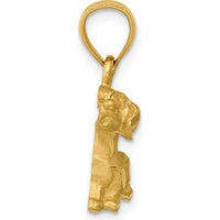 14K Yellow Gold Satin Diamond-Cut Dachshund Dog Pendant by Oro Pregiato
