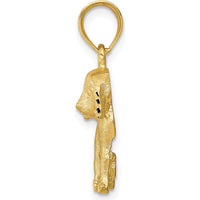 14K Yellow Gold Satin Diamond-cut Dog Charm Pendant - 23mm Length by Oro Pregiato