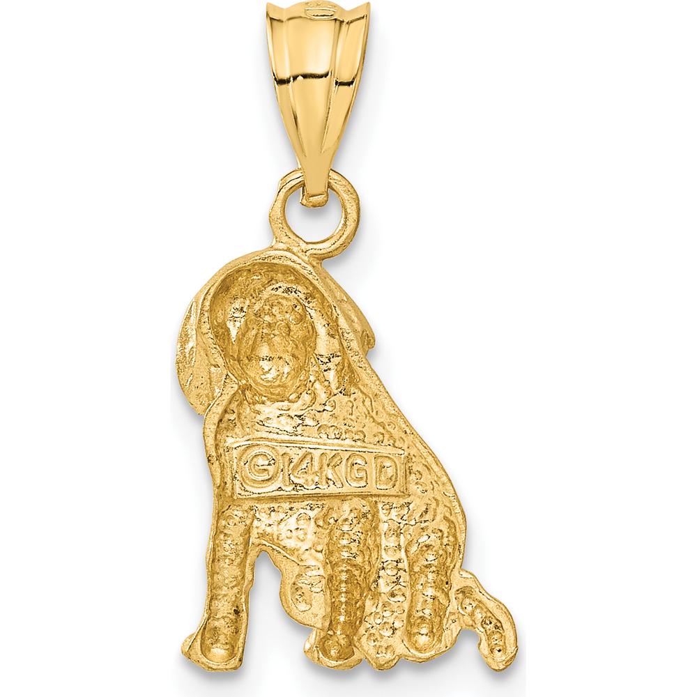 14K Yellow Gold Satin Diamond-cut Dog Charm Pendant - 23mm Length by Oro Pregiato