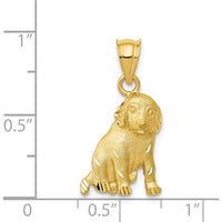 14K Yellow Gold Satin Diamond-cut Dog Charm Pendant - 23mm Length by Oro Pregiato