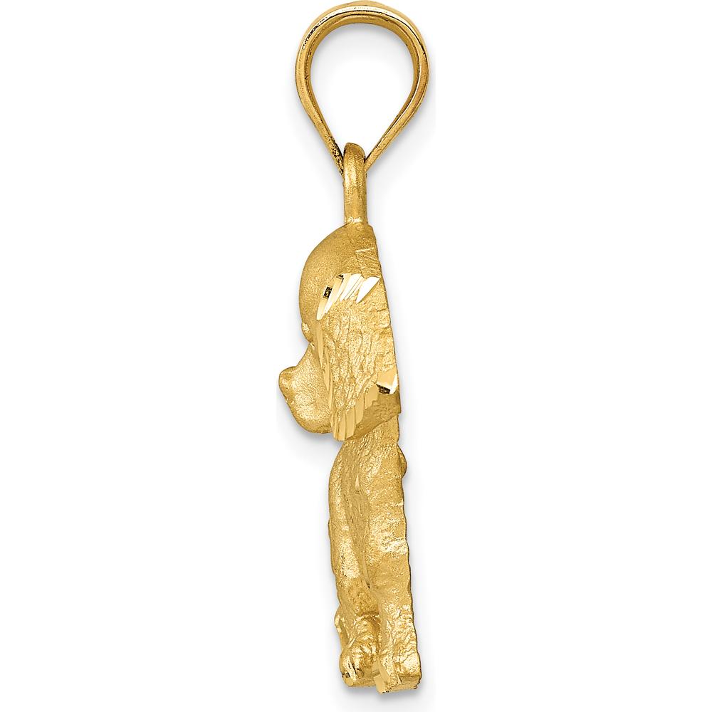 14K Yellow Gold Satin Diamond-Cut Dog Charm Pendant - Solid 14K Gold, Dog-Themed Jewelry by Oro Pregiato