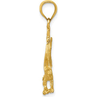 14K Yellow Gold Satin Diamond-cut Eagle Pendant - 27.5mm by Oro Pregiato