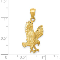 14K Yellow Gold Satin Diamond-cut Eagle Pendant - 27.5mm by Oro Pregiato