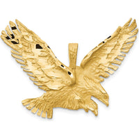 14K Yellow Gold Satin Diamond-Cut Eagle Pendant - 30mm Length by Oro Pregiato