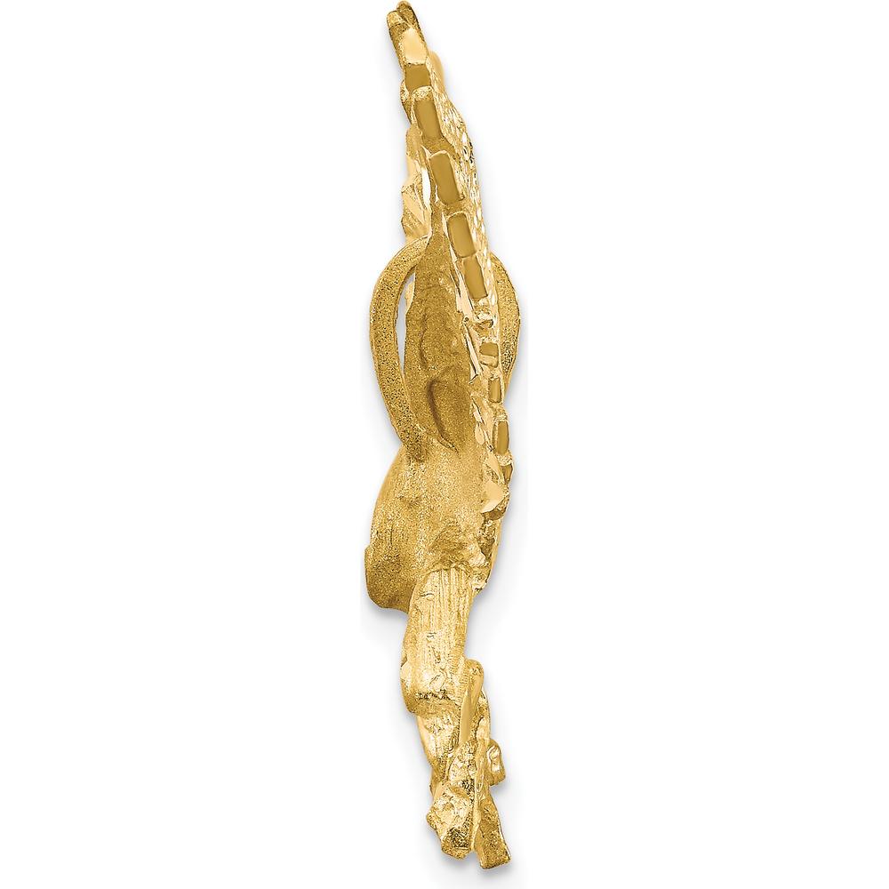 14K Yellow Gold Satin Diamond-Cut Eagle Pendant - 30mm Length by Oro Pregiato