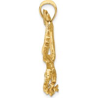 14K Yellow Gold Satin Diamond-cut Eagle Pendant - 33mm Length by Oro Pregiato
