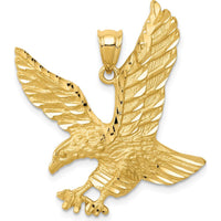 14K Yellow Gold Satin Diamond-Cut Eagle Pendant - Textured Finish by Oro Pregiato