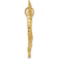 14K Yellow Gold Satin Diamond-Cut Eagle Pendant - Textured Finish by Oro Pregiato