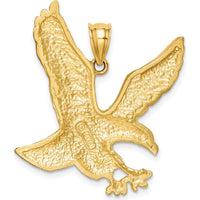 14K Yellow Gold Satin Diamond-Cut Eagle Pendant - Textured Finish by Oro Pregiato