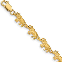 14K Yellow Gold Satin Diamond-Cut Elephant 7" Bracelet by Oro Pregiato
