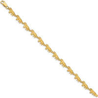 14K Yellow Gold Satin Diamond-Cut Elephant 7" Bracelet by Oro Pregiato