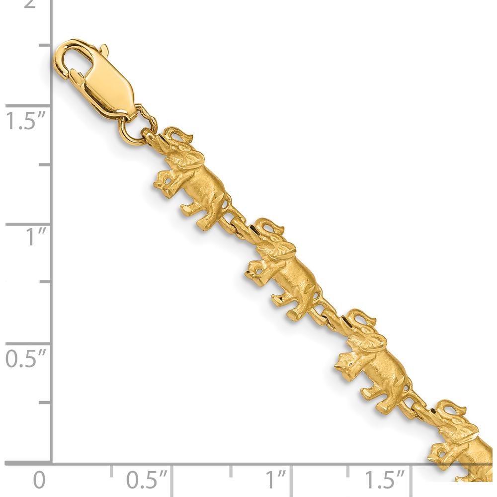 14K Yellow Gold Satin Diamond-Cut Elephant 7" Bracelet by Oro Pregiato