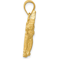14K Yellow Gold Satin Diamond-Cut Elephant Pendant - 25mm Length by Oro Pregiato