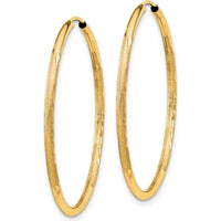 14K Yellow Gold Satin Diamond-Cut Endless Hoop Earrings - 30mm by Oro Pregiato