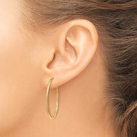 14K Yellow Gold Satin Diamond-Cut Endless Hoop Earrings - 30mm by Oro Pregiato