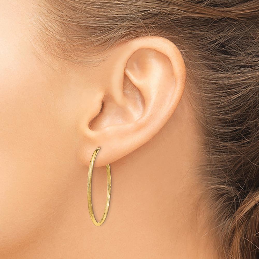 14K Yellow Gold Satin Diamond-Cut Endless Hoop Earrings - 30mm by Oro Pregiato