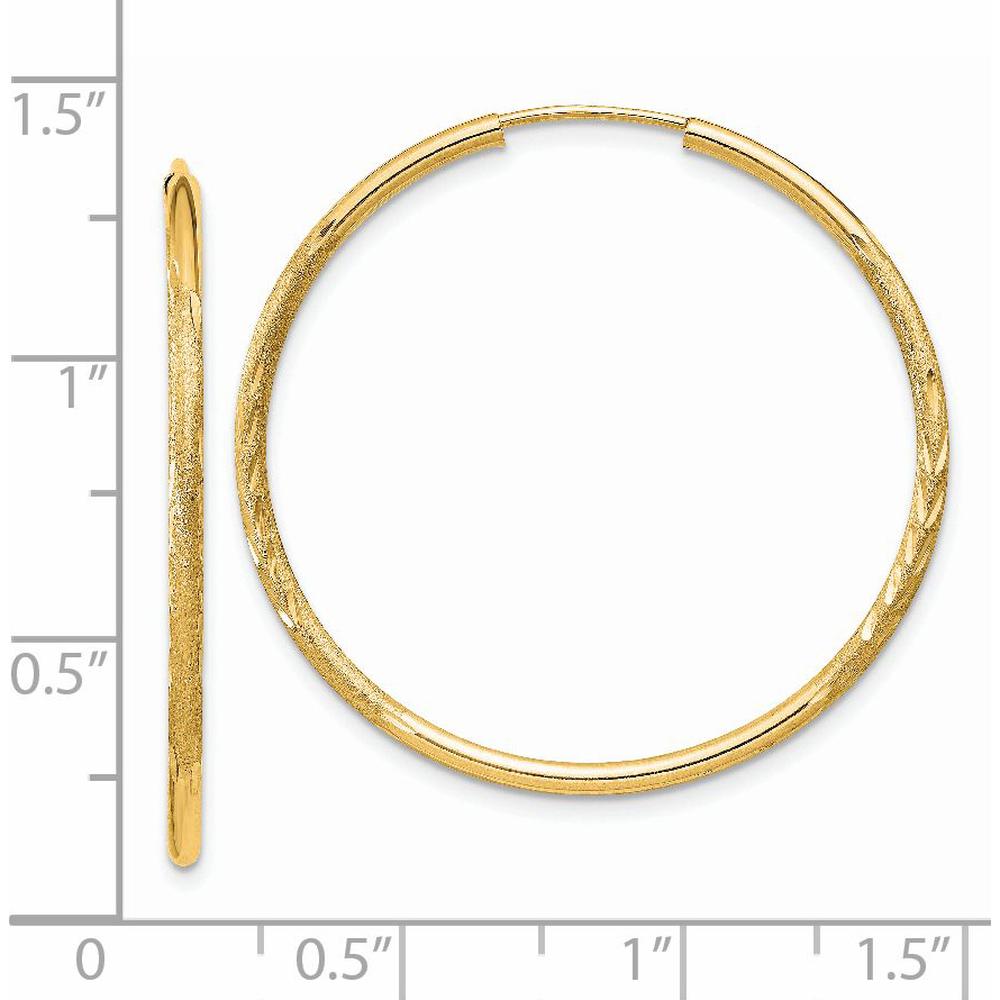 14K Yellow Gold Satin Diamond-Cut Endless Hoop Earrings - 30mm by Oro Pregiato