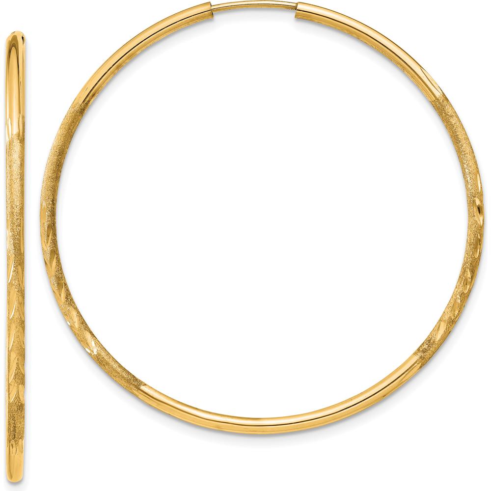 14K Yellow Gold Satin Diamond-Cut Endless Hoop Earrings - 40mm by Oro Pregiato