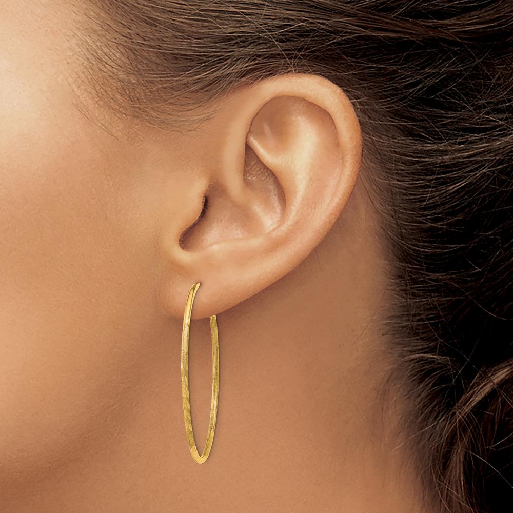 14K Yellow Gold Satin Diamond-Cut Endless Hoop Earrings - 40mm by Oro Pregiato