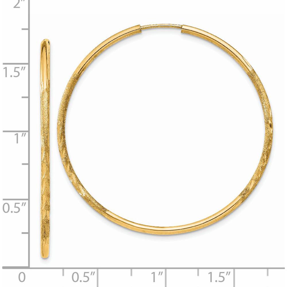 14K Yellow Gold Satin Diamond-Cut Endless Hoop Earrings - 40mm by Oro Pregiato