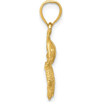 14K Yellow Gold Satin Diamond-Cut Fish, Starfish & Sand Dollar Pendant - 23.5mm by Oro Pregiato