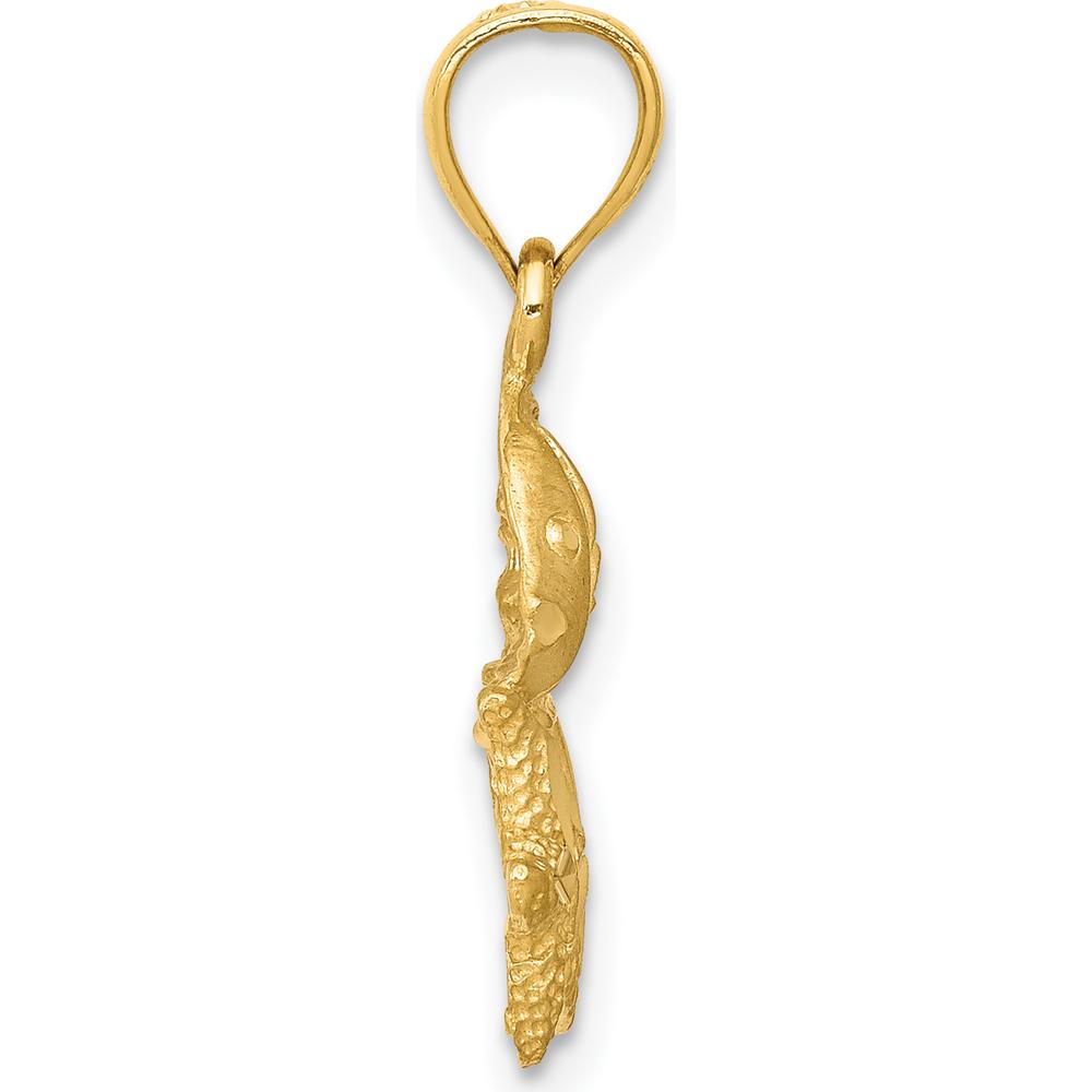 14K Yellow Gold Satin Diamond-Cut Fish, Starfish & Sand Dollar Pendant - 23.5mm by Oro Pregiato