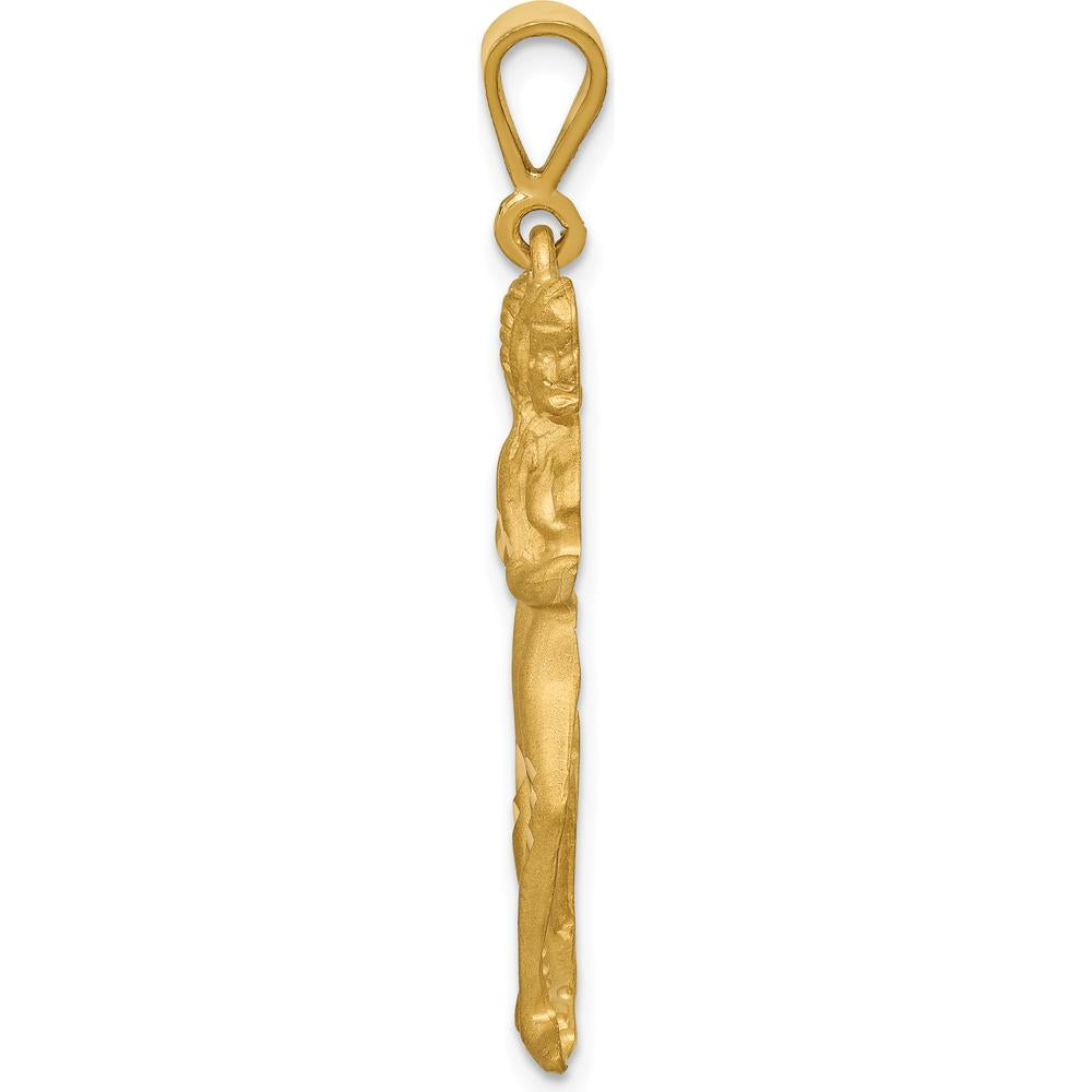 14K Yellow Gold Satin Diamond-Cut Gemini Zodiac Charm - 40mm Length by Oro Pregiato