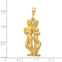 14K Yellow Gold Satin Diamond-Cut Gemini Zodiac Charm - 40mm Length by Oro Pregiato