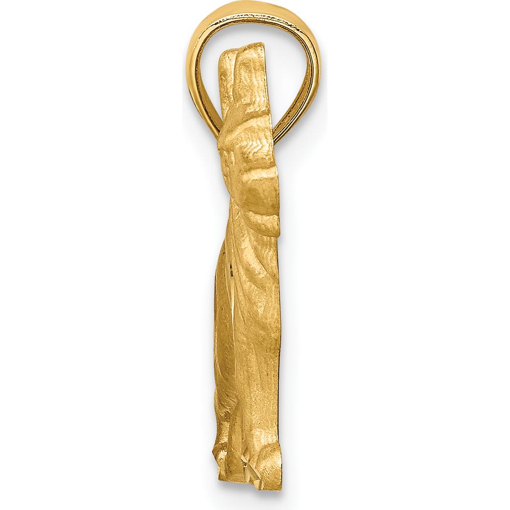 14K Yellow Gold Satin Diamond-Cut German Shepherd Dog Pendant - Solid Design by Oro Pregiato