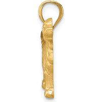 14K Yellow Gold Satin Diamond-Cut Golden Retriever Dog Pendant by Oro Pregiato