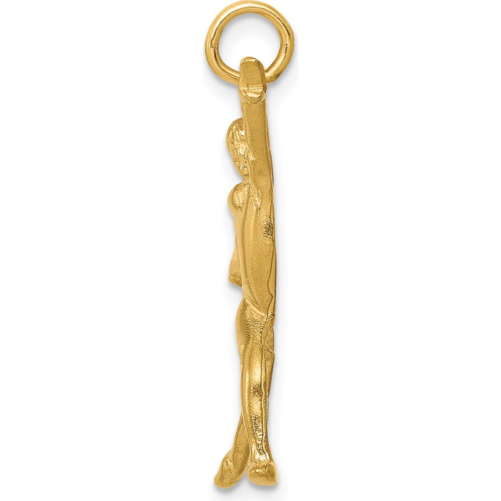 14K Yellow Gold Satin Diamond-Cut Gymnast Charm Pendant - 30mm Length, 25mm Width by Oro Pregiato