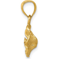 14K Yellow Gold Satin Diamond-Cut Hibiscus Flower Pendant - Nature-Inspired Charm by Oro Pregiato