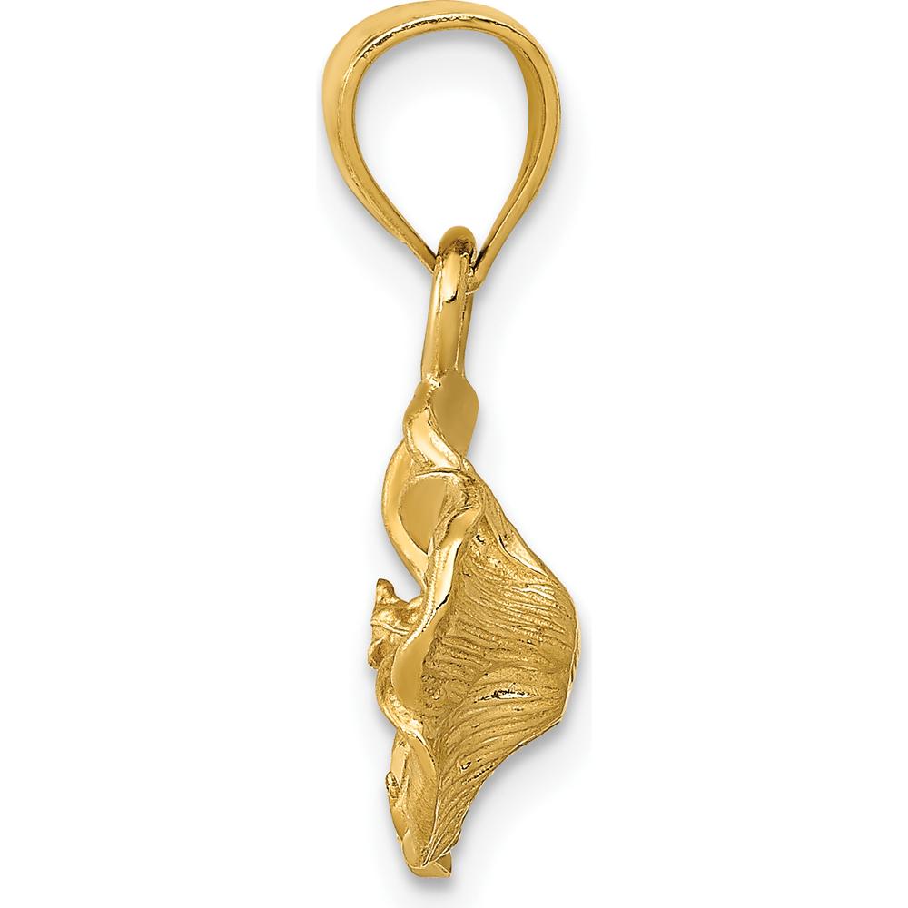 14K Yellow Gold Satin Diamond-Cut Hibiscus Flower Pendant - Nature-Inspired Charm by Oro Pregiato