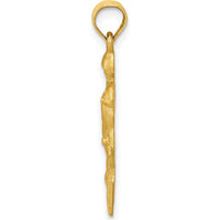 14K Yellow Gold Satin Diamond-cut Hockey Player Pendant - 21mm Length by Oro Pregiato