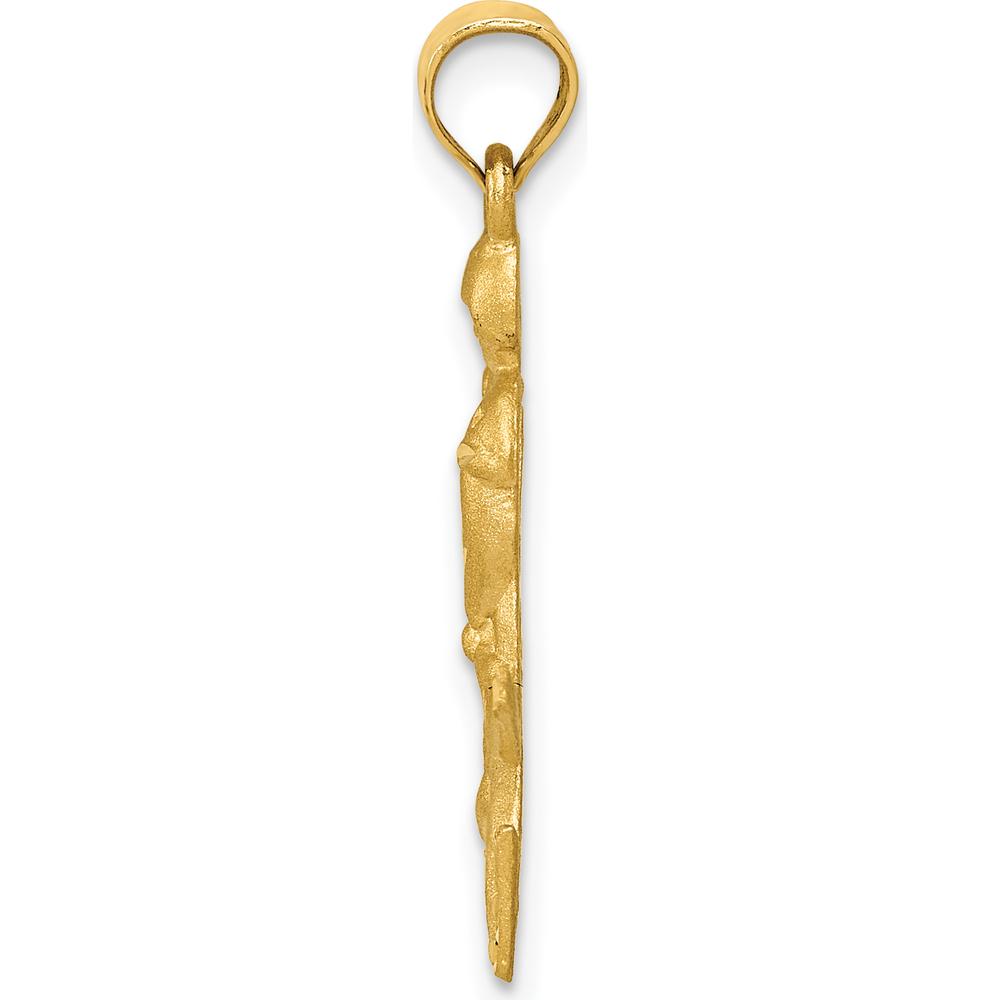 14K Yellow Gold Satin Diamond-cut Hockey Player Pendant - 21mm Length by Oro Pregiato