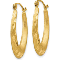 14K Yellow Gold Satin Diamond-Cut Hollow Hoop Earrings - 27mm by 0