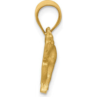14K Yellow Gold Satin Diamond-Cut Horse Pendant - 20mm Length by Oro Pregiato