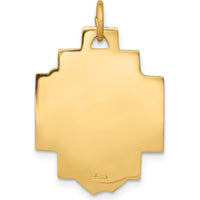 14K Yellow Gold Satin Diamond-Cut Jesus Charm Pendant - Solid Gold Die-Struck Design by Oro Pregiato